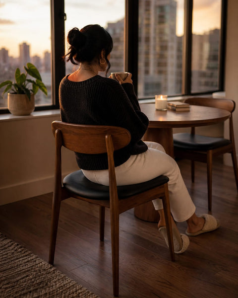 Set of 2 Mid-Century Modern Dining Chairs with Solid Wood Legs — lifestyle scene 4